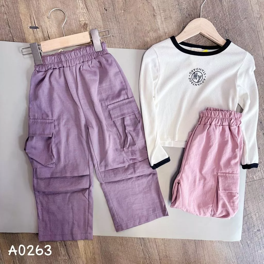 北屯實體店❤現貨 大口袋工裝褲 (無縮口)✩米米童著-A0263