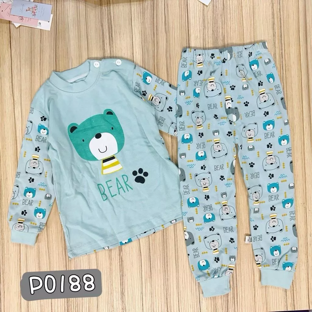 北屯實體店❤現貨 藍熊熊居家服 套裝✩米米童著-P0188