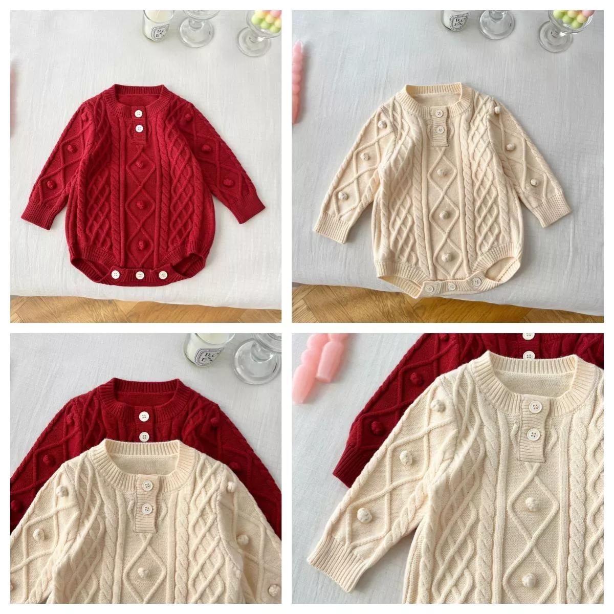 預購 寶寶 純色針織包屁衣(66~90)