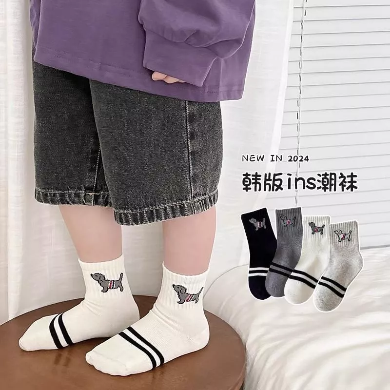 北屯實體店❤現貨 簡約狗狗中筒襪 一組5雙✩米米童著-K0037