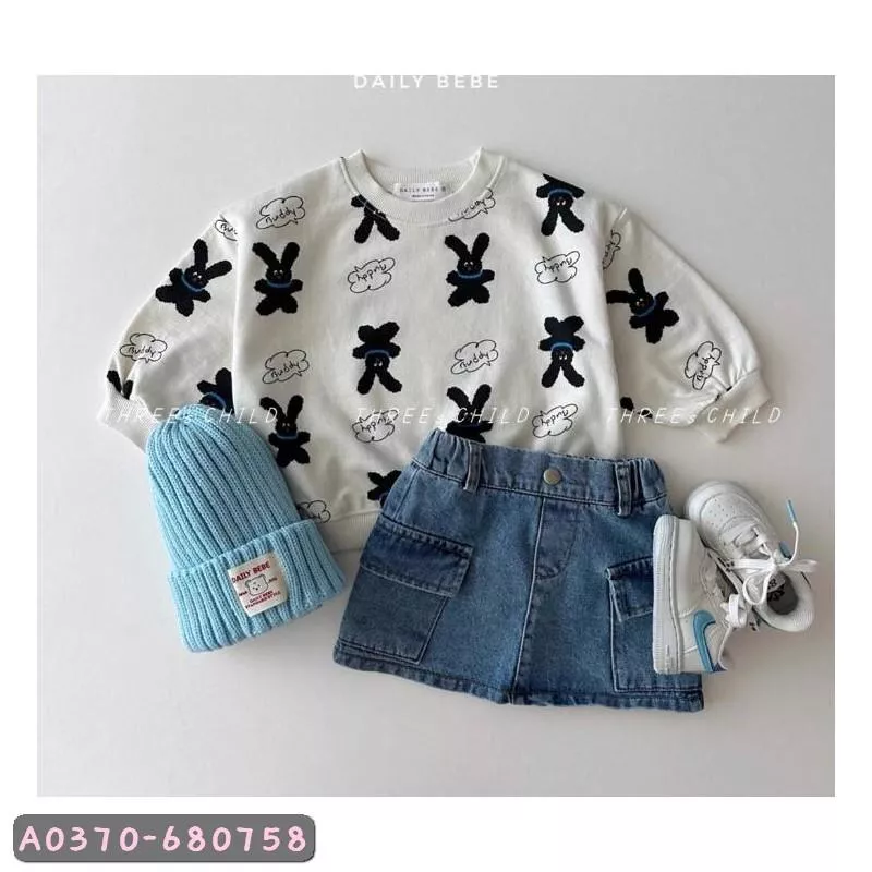 北屯實體店❤現貨 韓版 滿兔兔圓領大學T✩米米童著-A0370