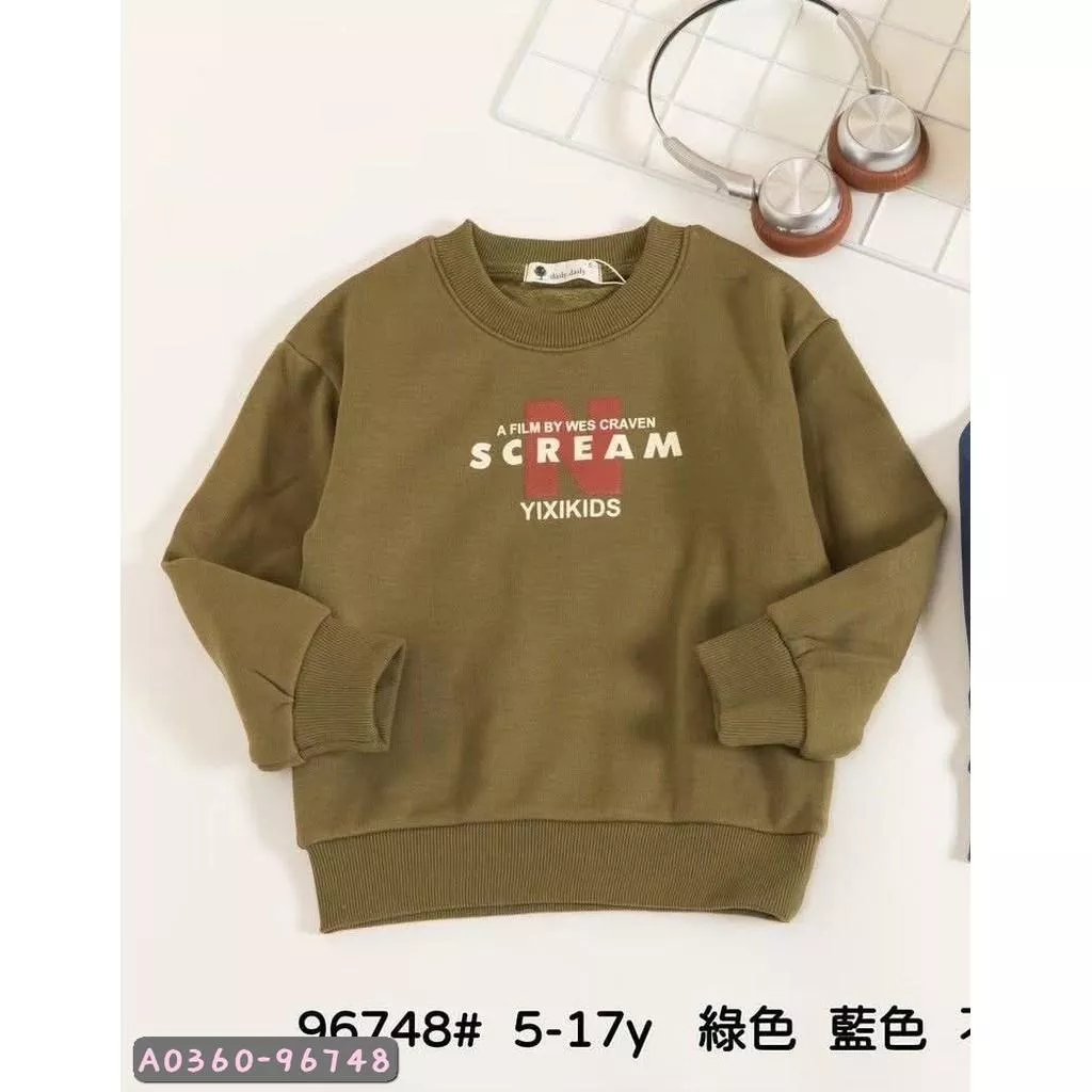 北屯實體店❤現貨 厚 不倒絨 -字母圓領大學T✩米米童著-A0360