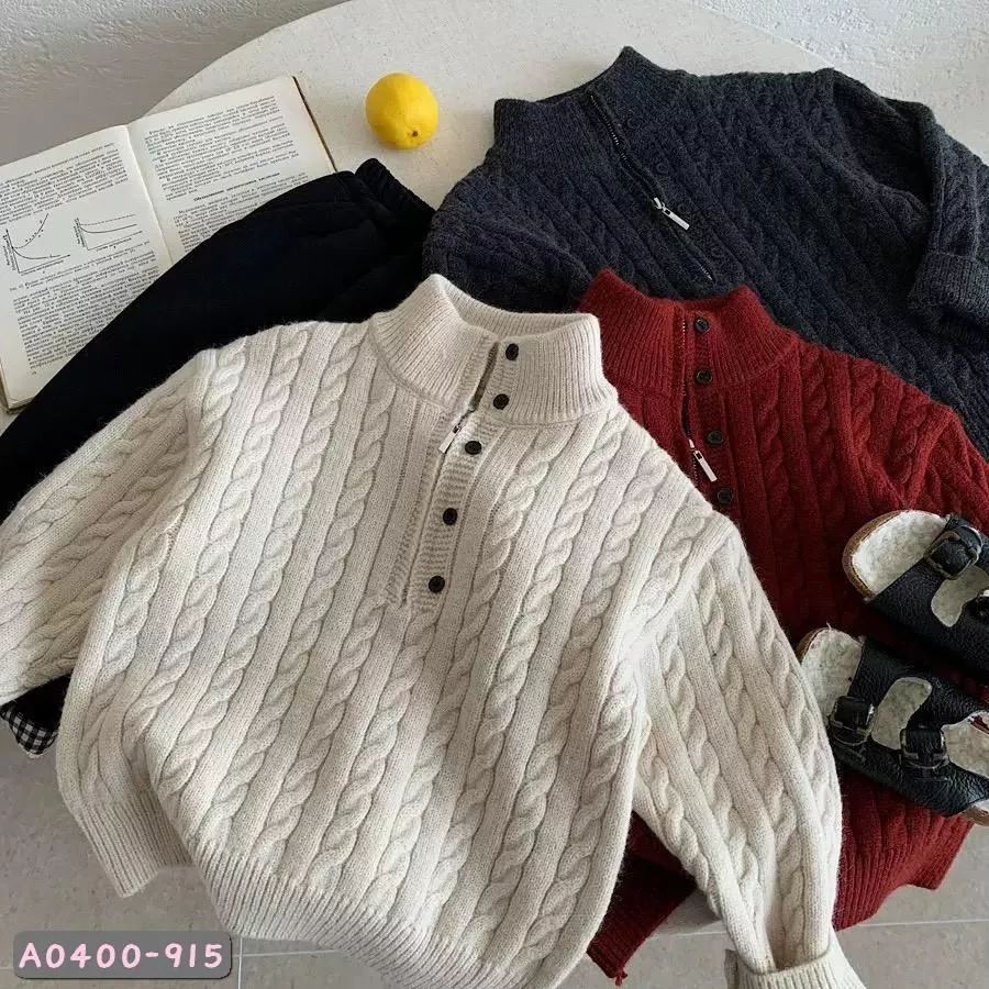 北屯實體店❤現貨 韓版 麻花小立領拉鍊上衣✩米米童著-A0400