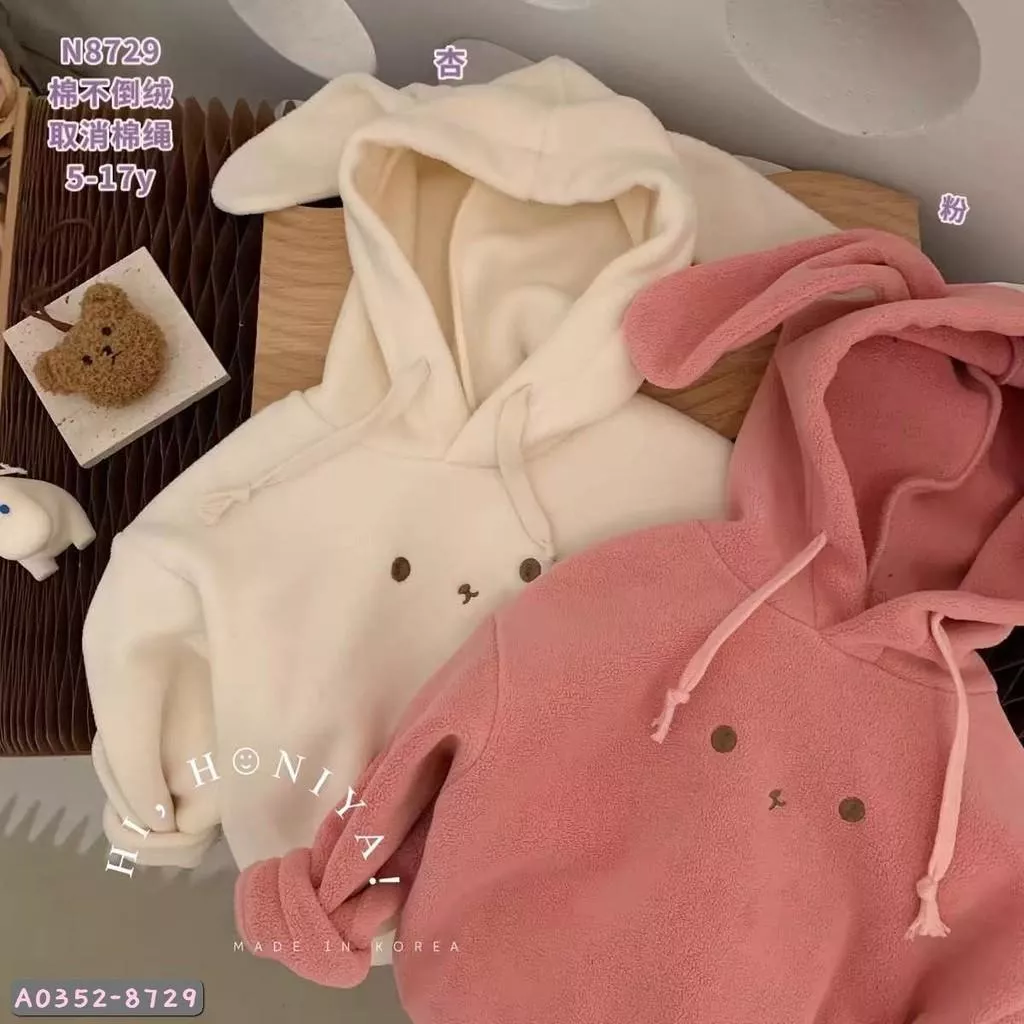 北屯實體店❤現貨 厚-不倒絨 兔兔臉連帽T✩米米童著-A0352