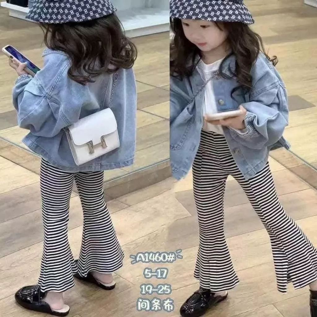 北屯實體店❤現貨 大童 Q彈棉條紋喇叭褲✩米米童著-D0775