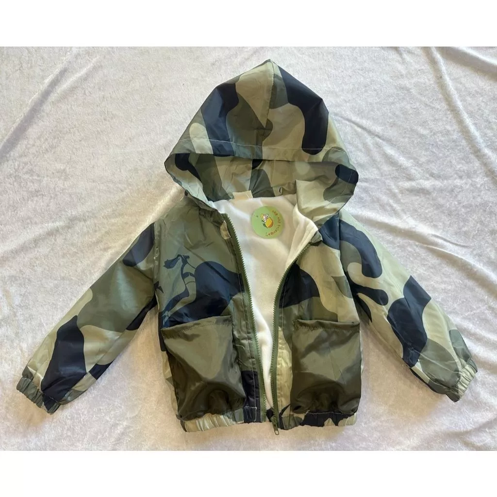 北屯實體店❤現貨 厚-不倒絨防風迷彩連帽外套✩米米童著-D0465