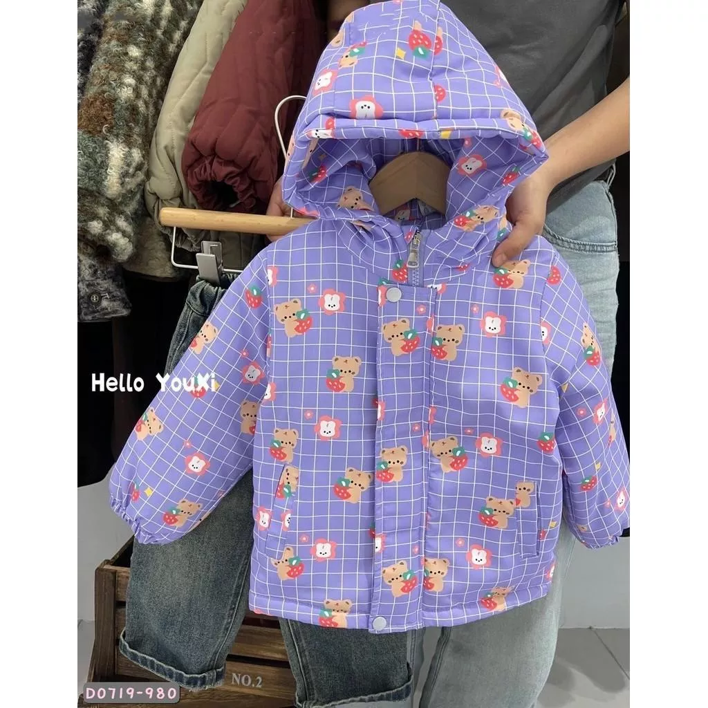 北屯實體店❤現貨 滿版格子兔兔鋪棉連帽外套✩米米童著-D0719