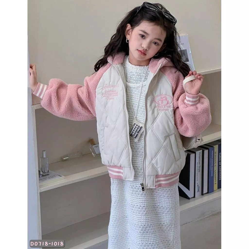 北屯實體店❤現貨 韓版-羊羔毛棒球連帽外套✩米米童著-D0718