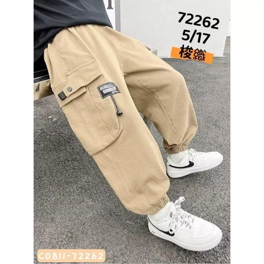 北屯實體店❤現貨 大口袋小標造型扣繩休閒工裝縮口褲✩米米童著-C0811