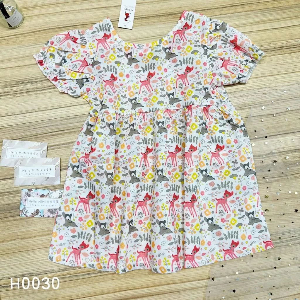 北屯實體店❤現貨 小鹿花花短袖洋裝✩米米童著-H0030