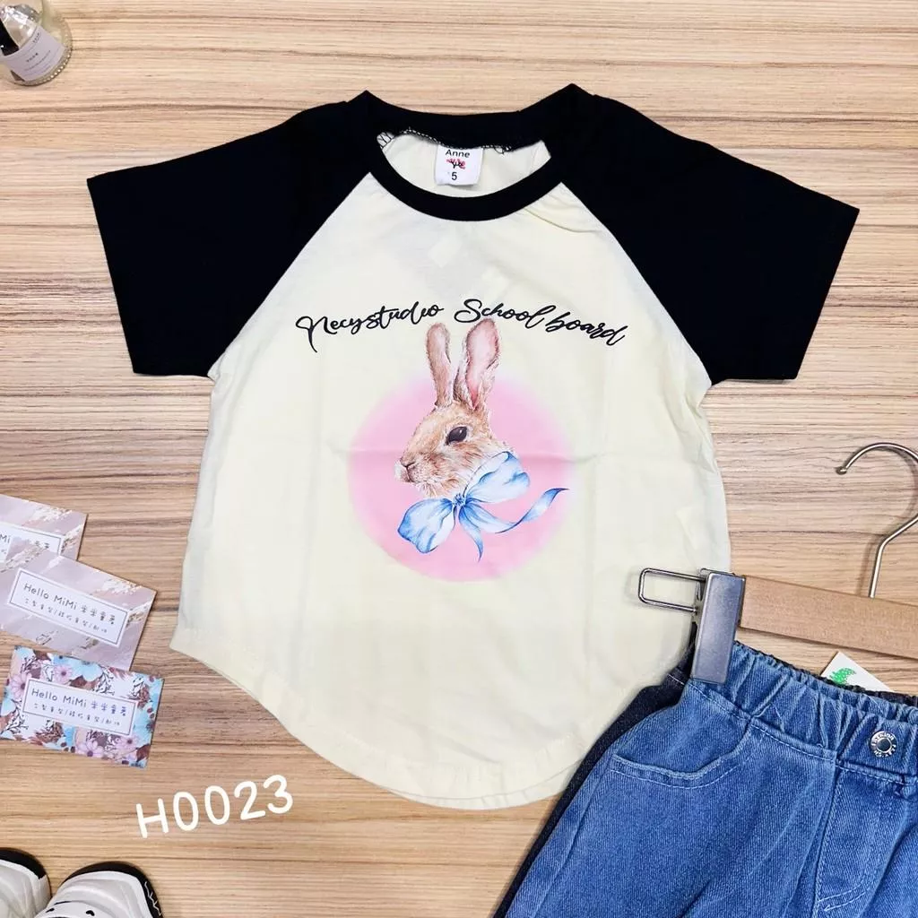 北屯實體店❤現貨 圓下擺拼接袖短袖上衣✩米米童著-H0023