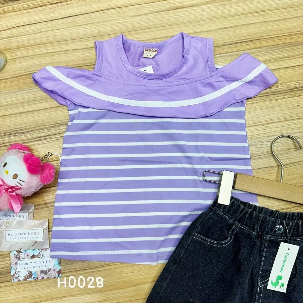 北屯實體店❤現貨 露肩條紋上衣✩米米童著-H0028