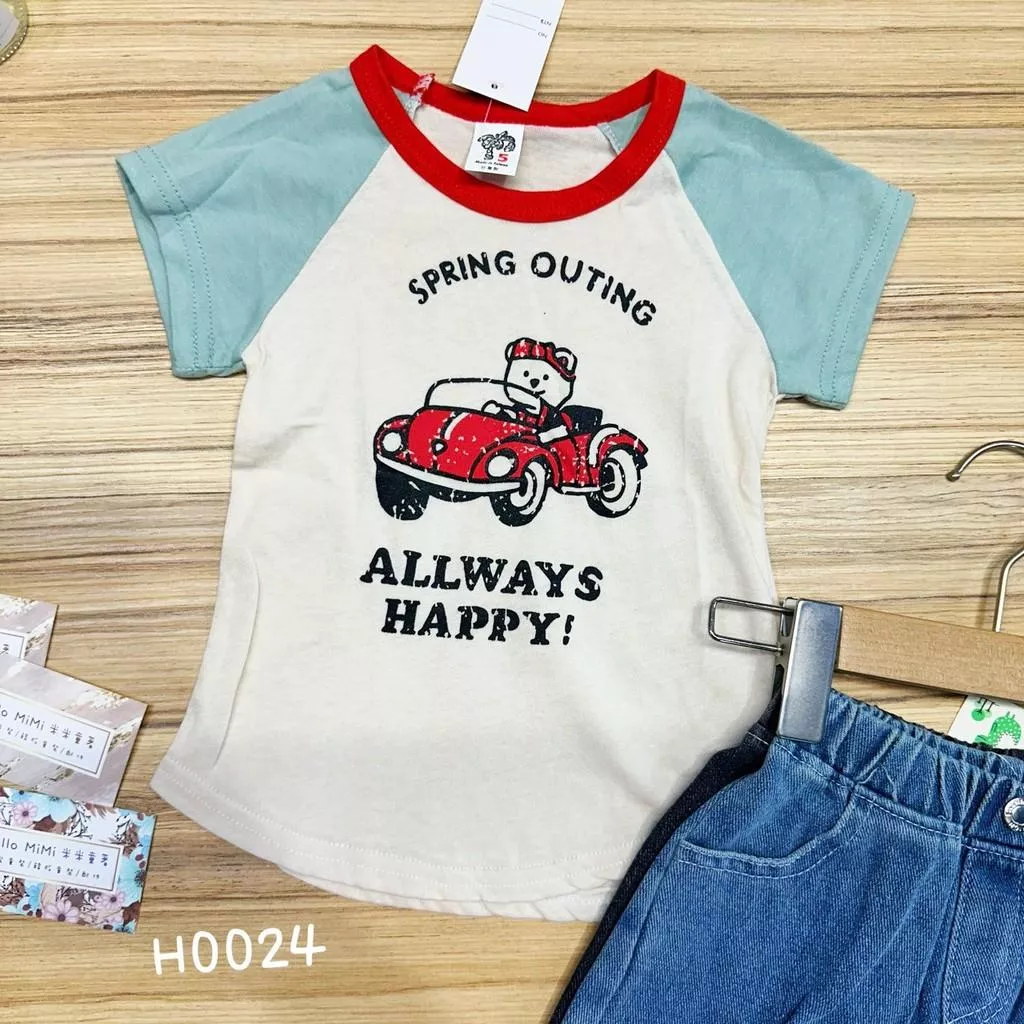 北屯實體店❤現貨 紅車汽車接袖短袖上衣✩米米童著-H0024