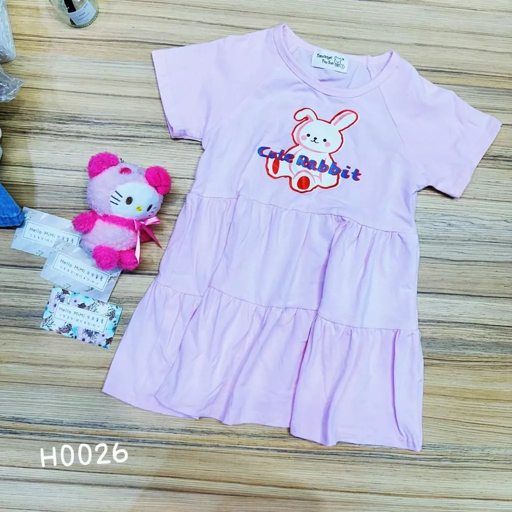北屯實體店❤現貨 兔兔短袖蛋糕洋裝✩米米童著-H0026