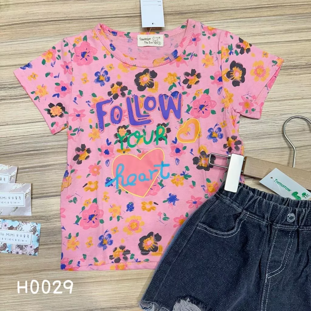 北屯實體店❤現貨 滿版花花愛心短袖上衣✩米米童著-H0029