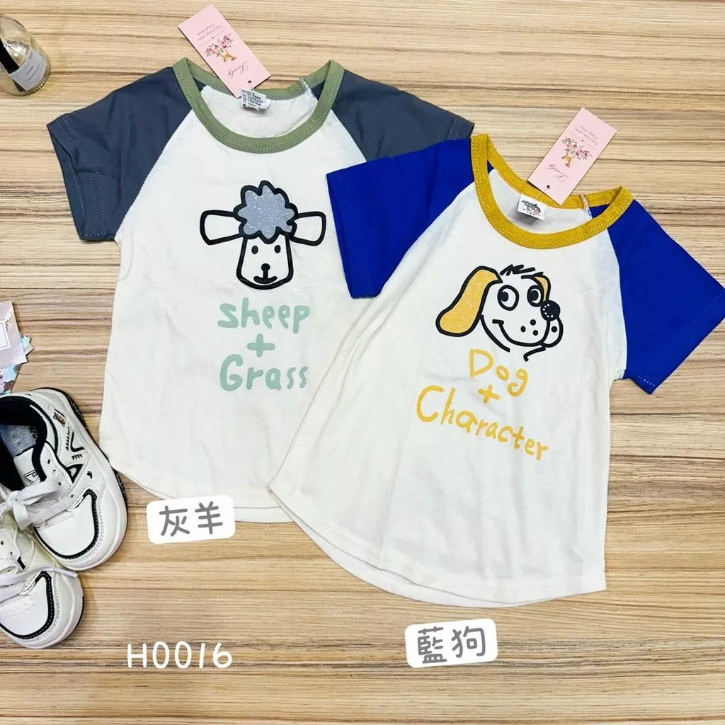 北屯實體店❤現貨 拼接袖小動物短袖上衣✩米米童著-H0016