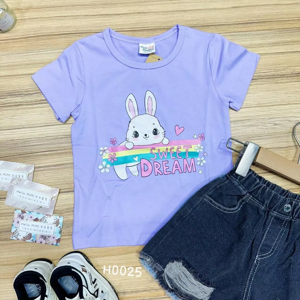北屯實體店❤現貨 甜夢小兔短袖上衣✩米米童著-H0025