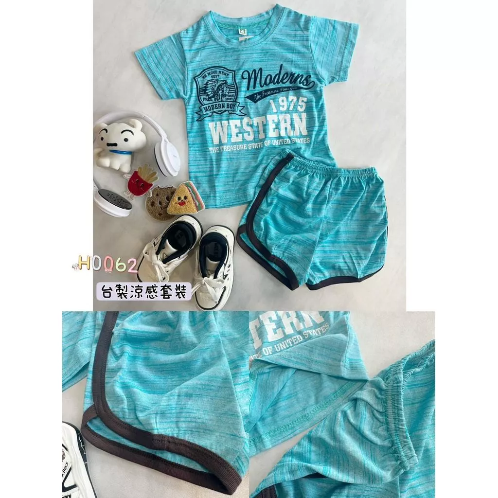 北屯實體店❤現貨 台灣製 藍綠休閒套裝✩米米童著-H0062