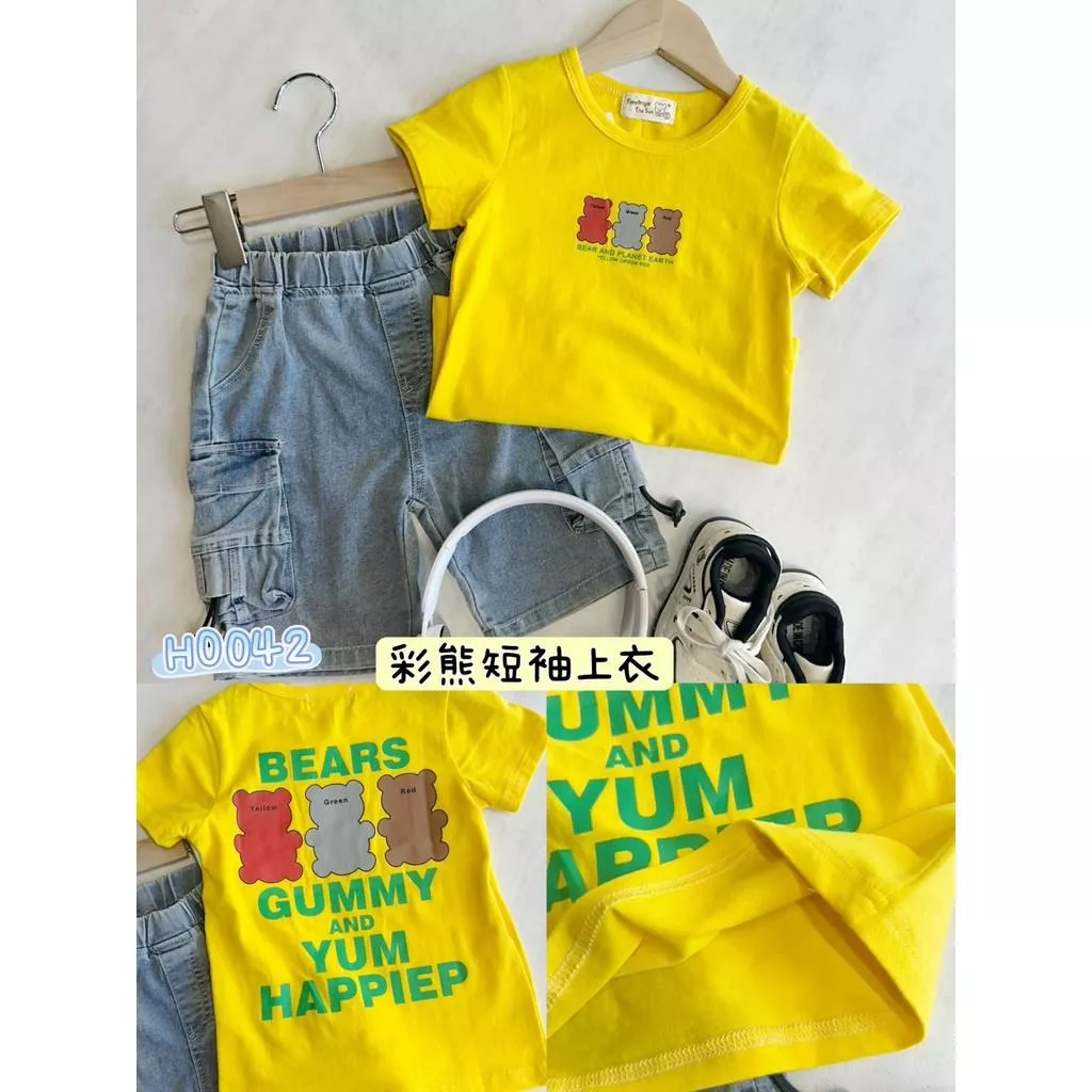 北屯實體店❤現貨 三隻小熊短袖上衣✩米米童著-H0042