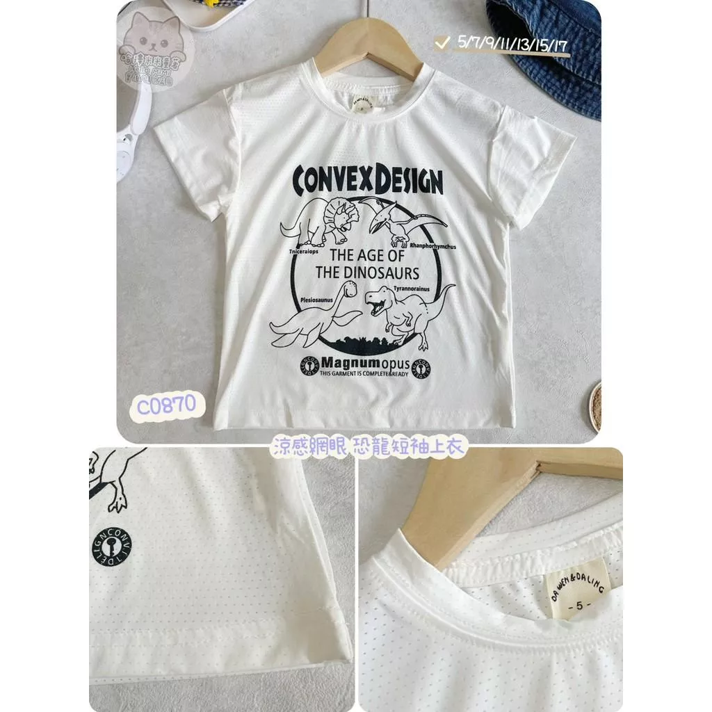 北屯實體店❤現貨 涼感網眼恐龍短袖上衣✩米米童著-C0870