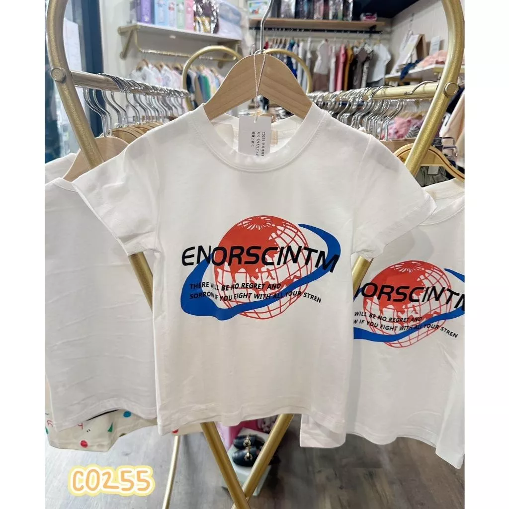 北屯實體店❤現貨字母地球短袖上衣✩米米童著-C0255