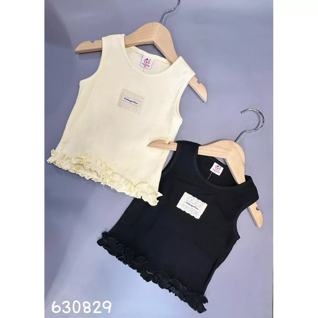 北屯實體店❤現貨方標拼接花邊背心✩米米童著-E0495