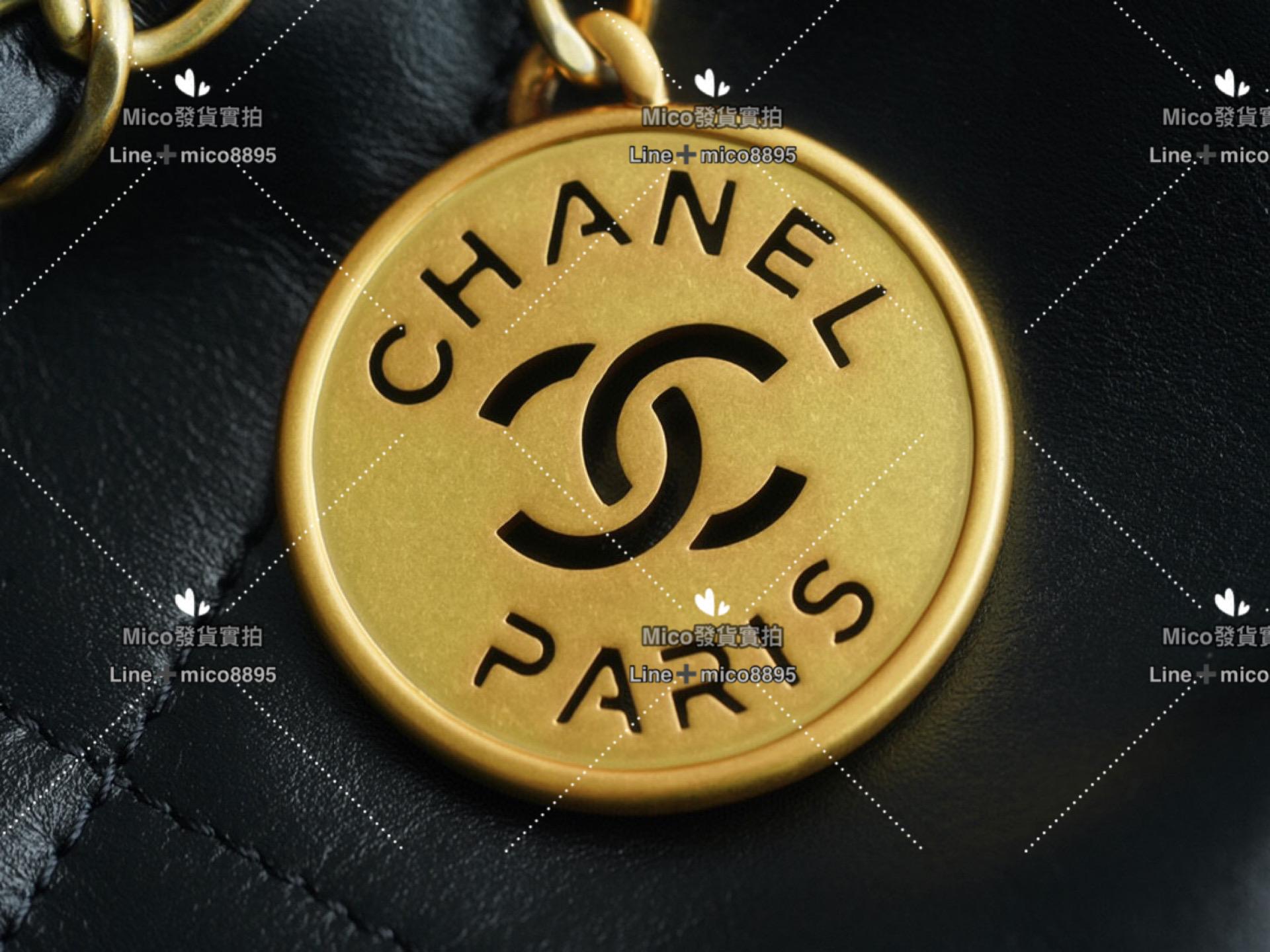 Chanel 最新爆款 22系列手袋 購物袋 牛皮 黑金 中號 尺寸 39*42cm