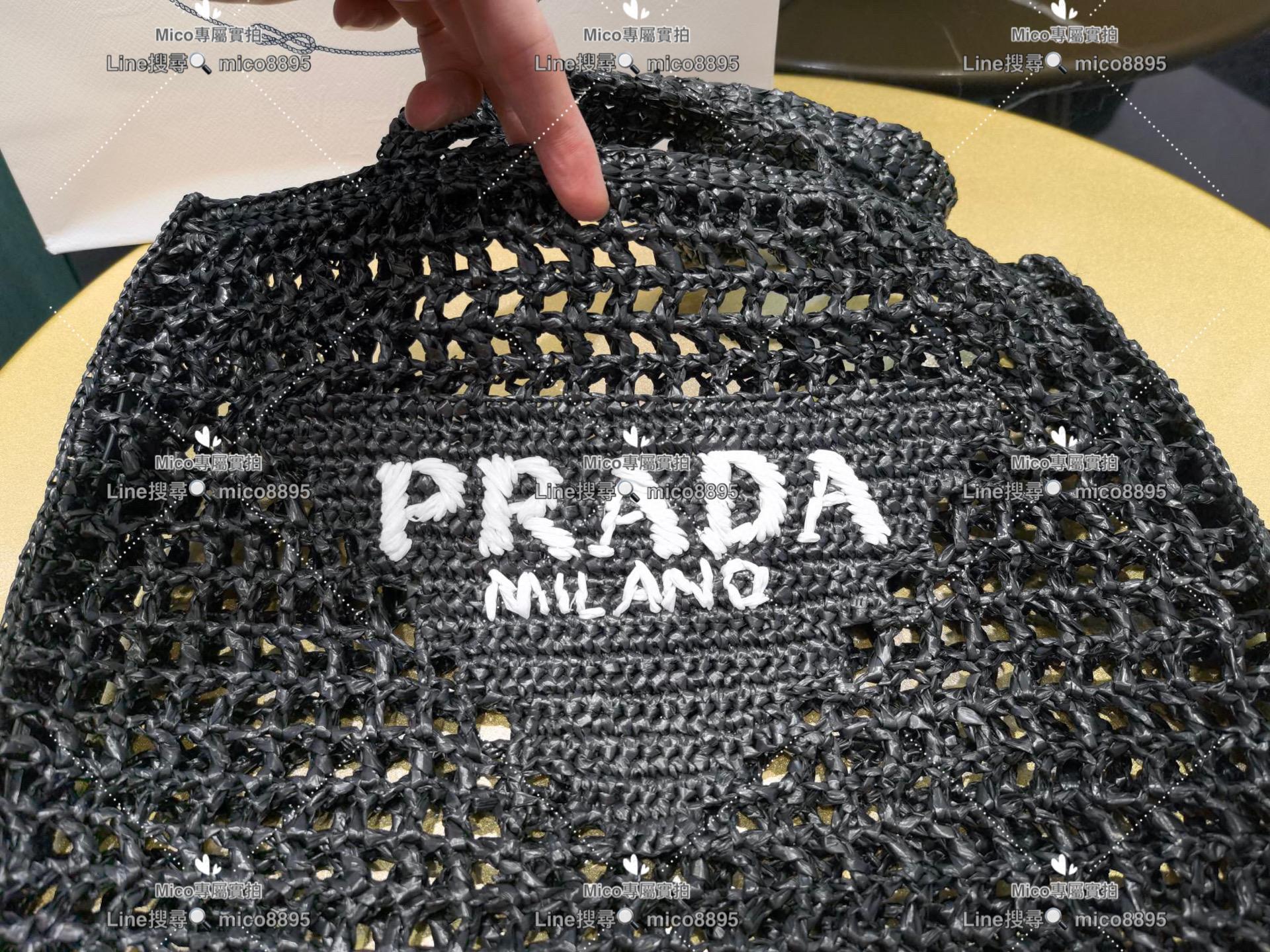 Prada 夏日必備 渡假風⛱️ 酒椰纖維托特包 草編包 黑色