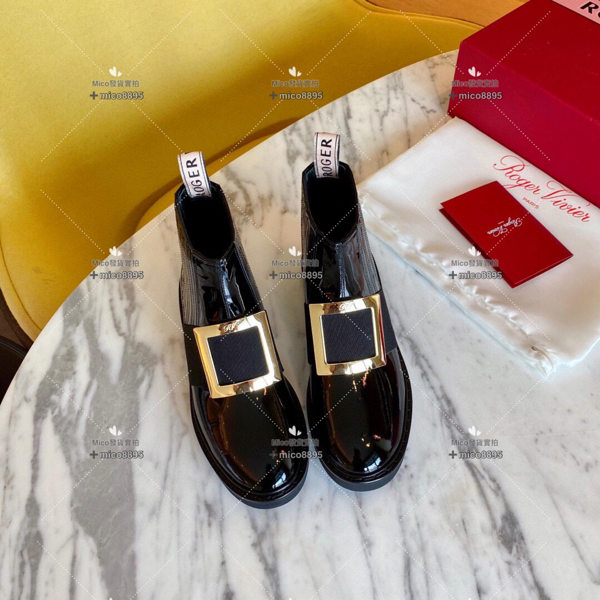 Roger vivier 經典方釦切爾西短靴