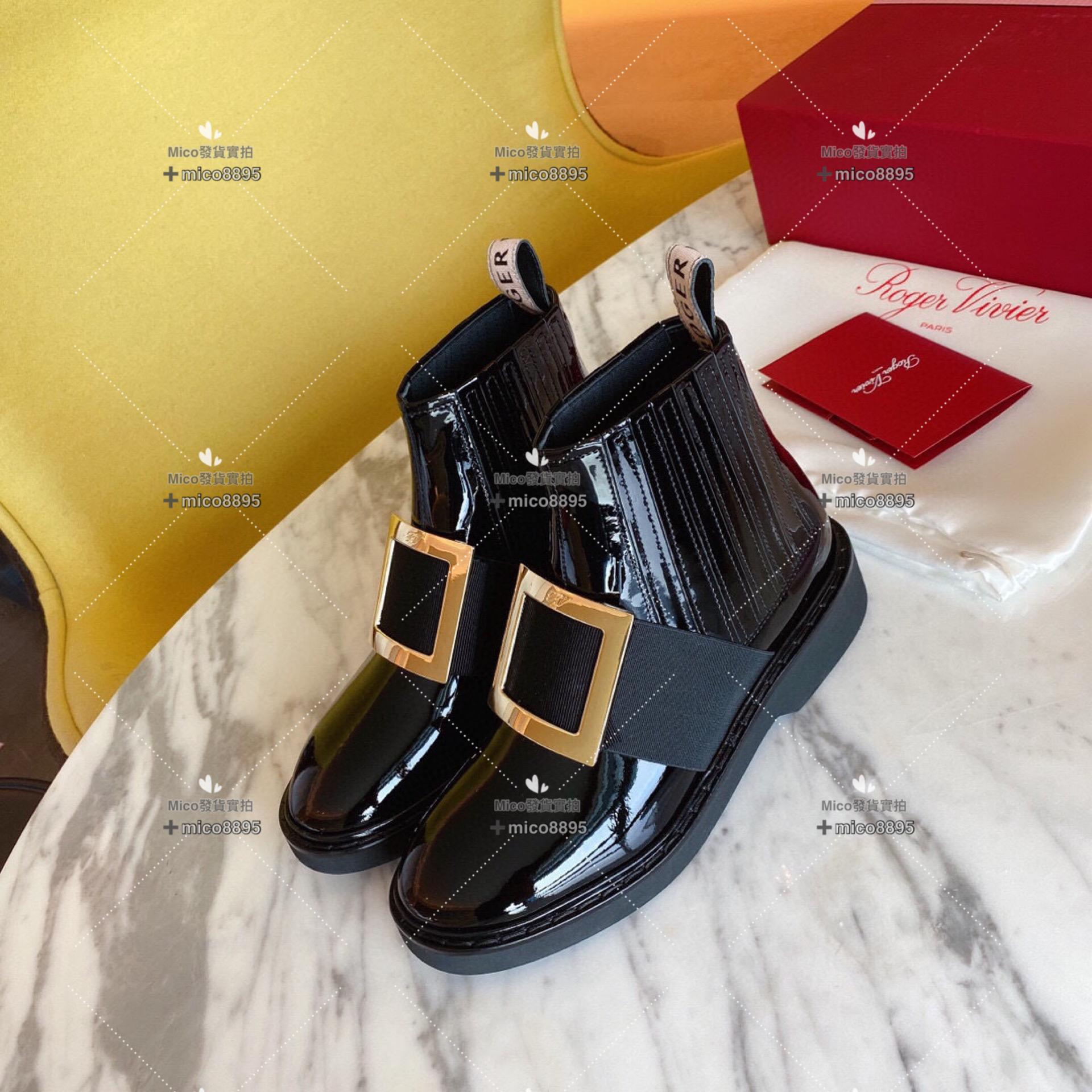 Roger vivier 經典方釦切爾西短靴