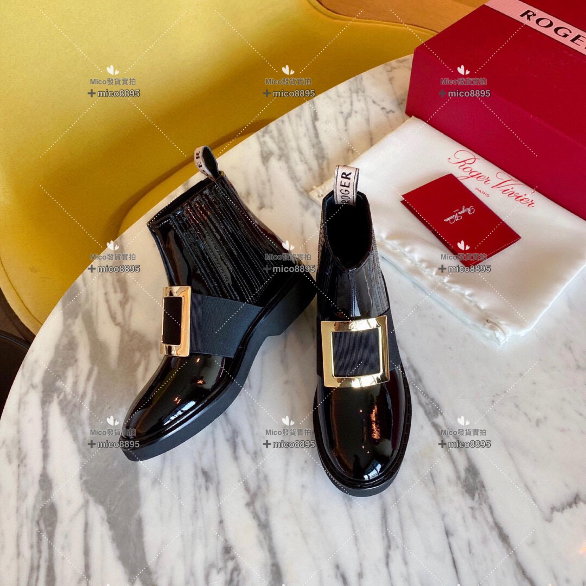 Roger vivier 經典方釦切爾西短靴