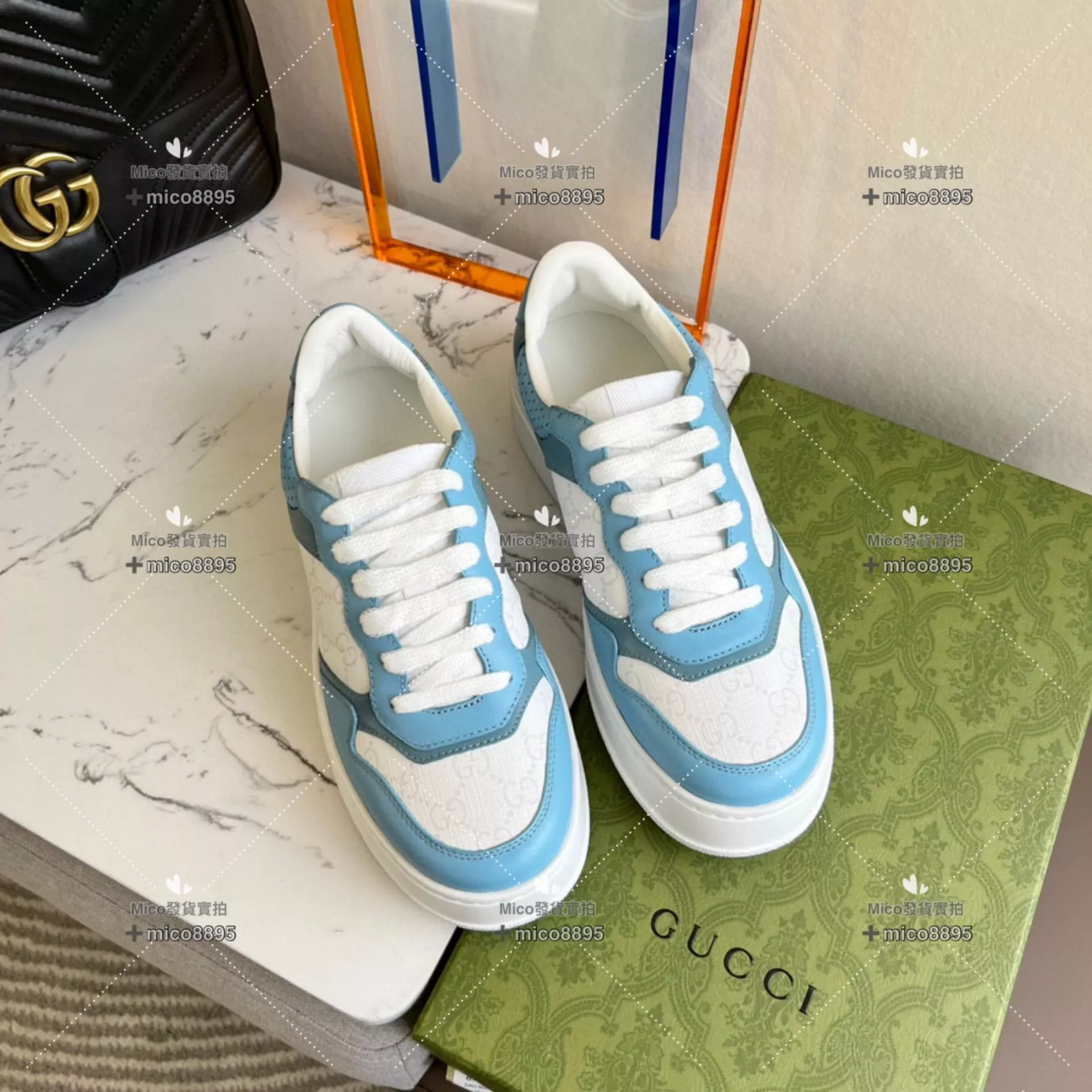 Gucci 天藍色 復古厚底休閒鞋 底厚5cm 35-39