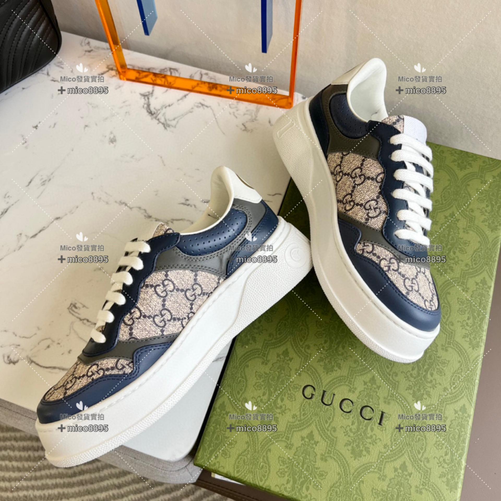 Gucci 深藍色 復古厚底休閒鞋 底厚5cm 35-39