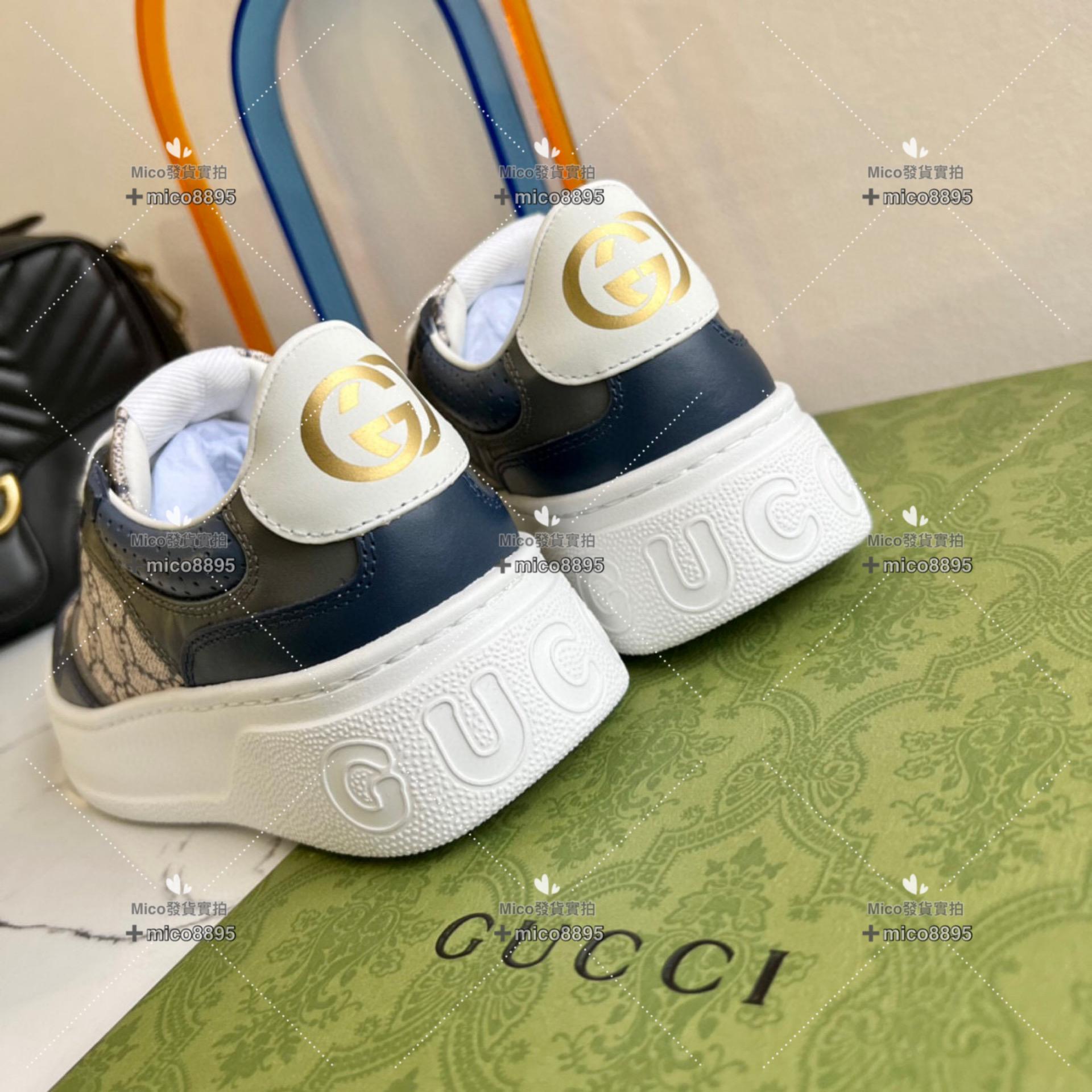 Gucci 深藍色 復古厚底休閒鞋 底厚5cm 35-39