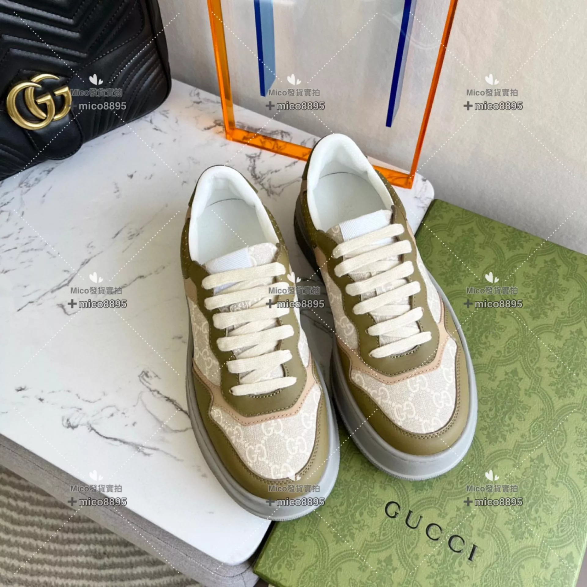 Gucci 軍綠 復古厚底休閒鞋 底厚5cm 35-39