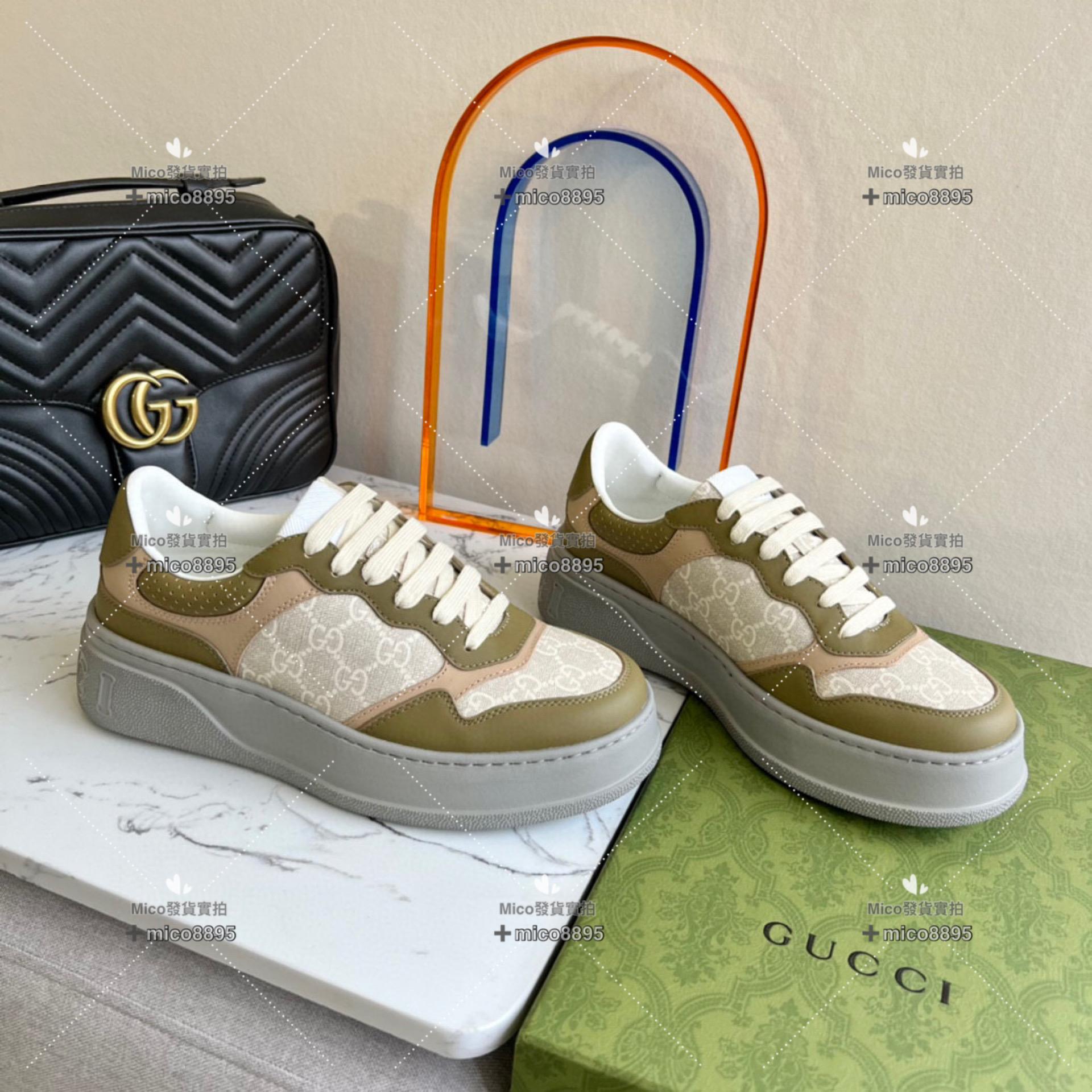 Gucci 軍綠 復古厚底休閒鞋 底厚5cm 35-39