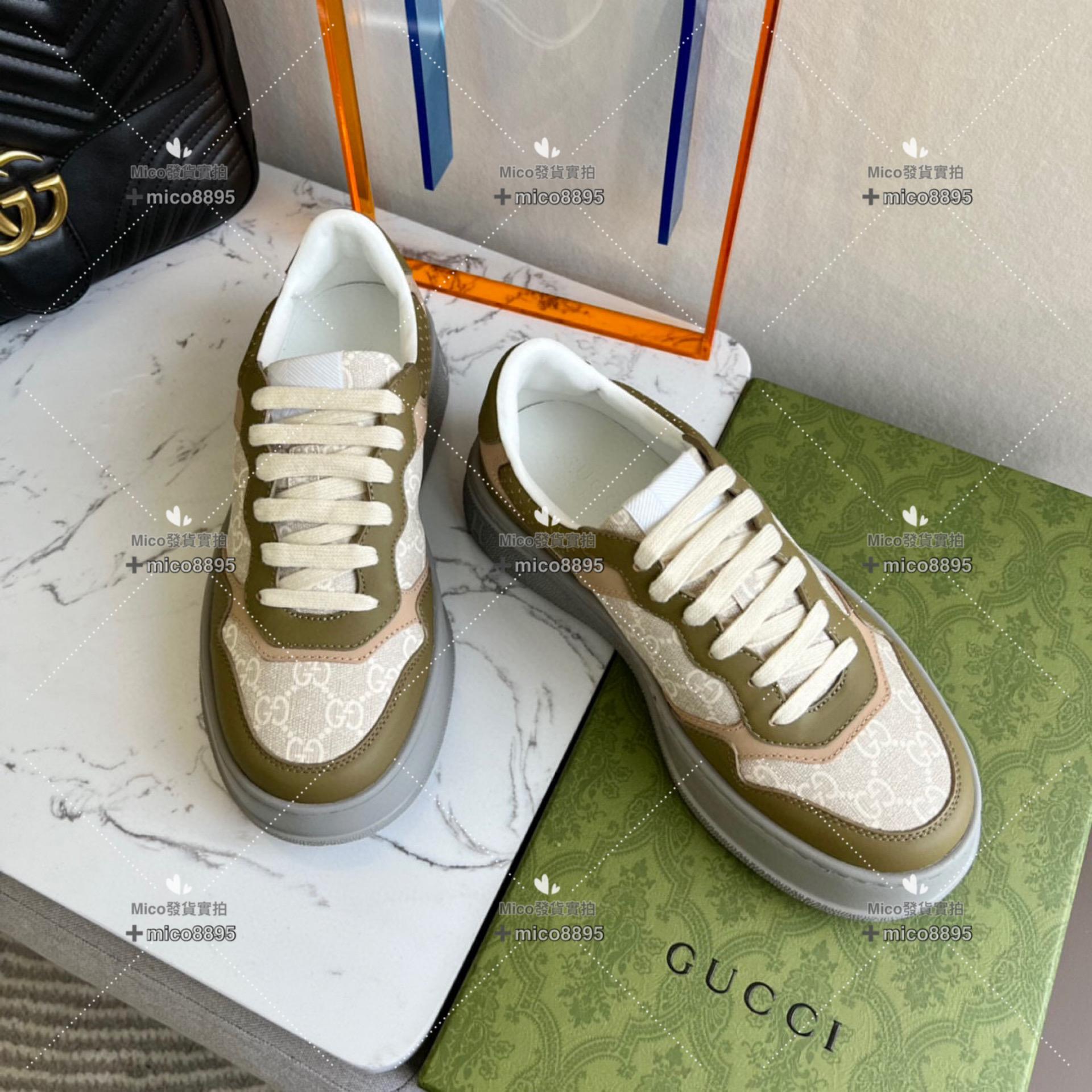 Gucci 軍綠 復古厚底休閒鞋 底厚5cm 35-39