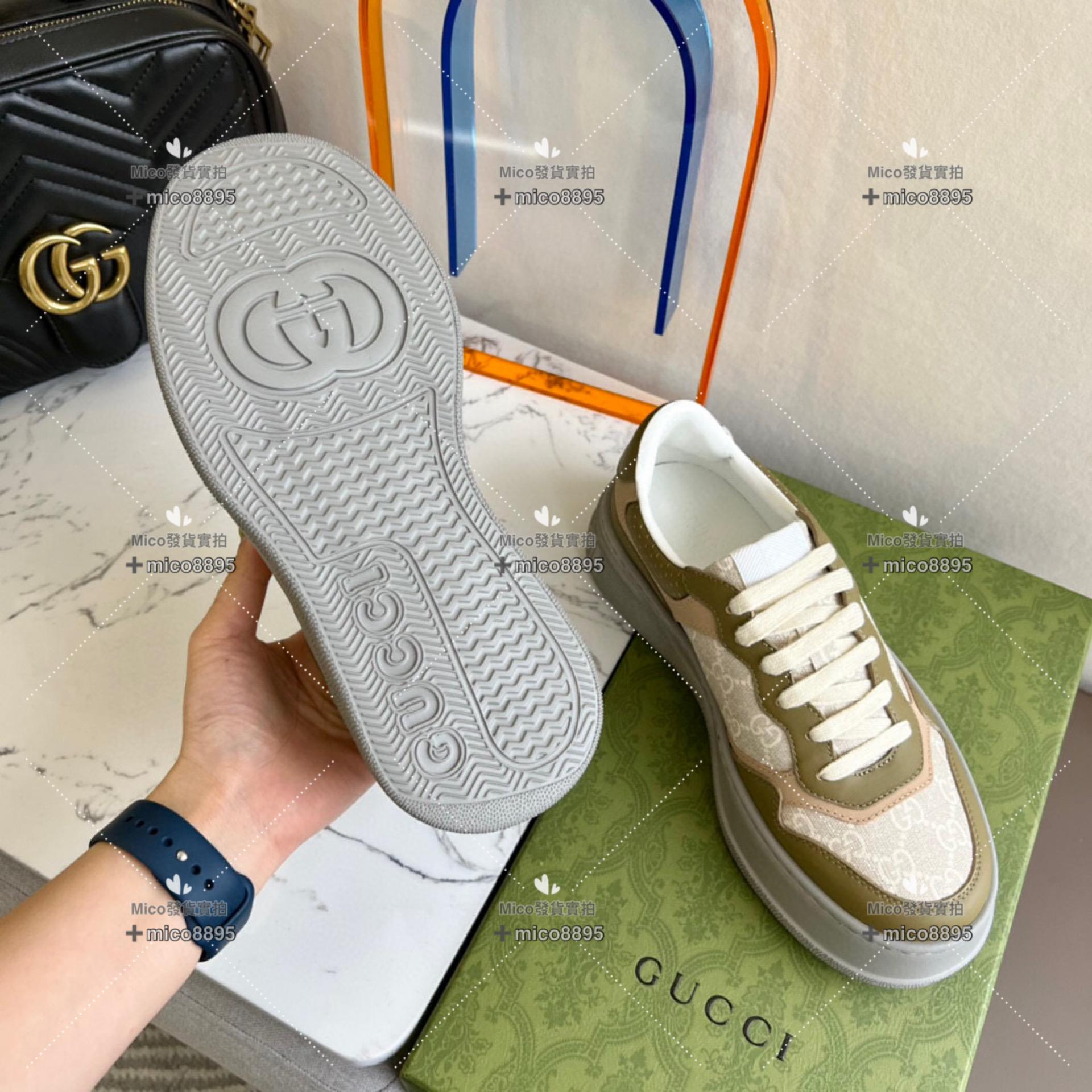 Gucci 軍綠 復古厚底休閒鞋 底厚5cm 35-39