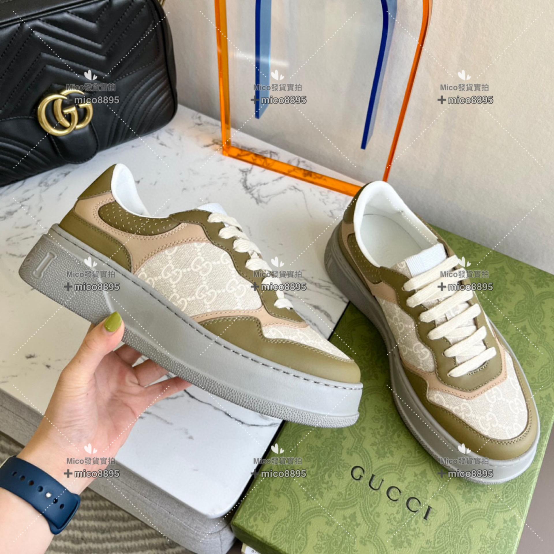 Gucci 軍綠 復古厚底休閒鞋 底厚5cm 35-39