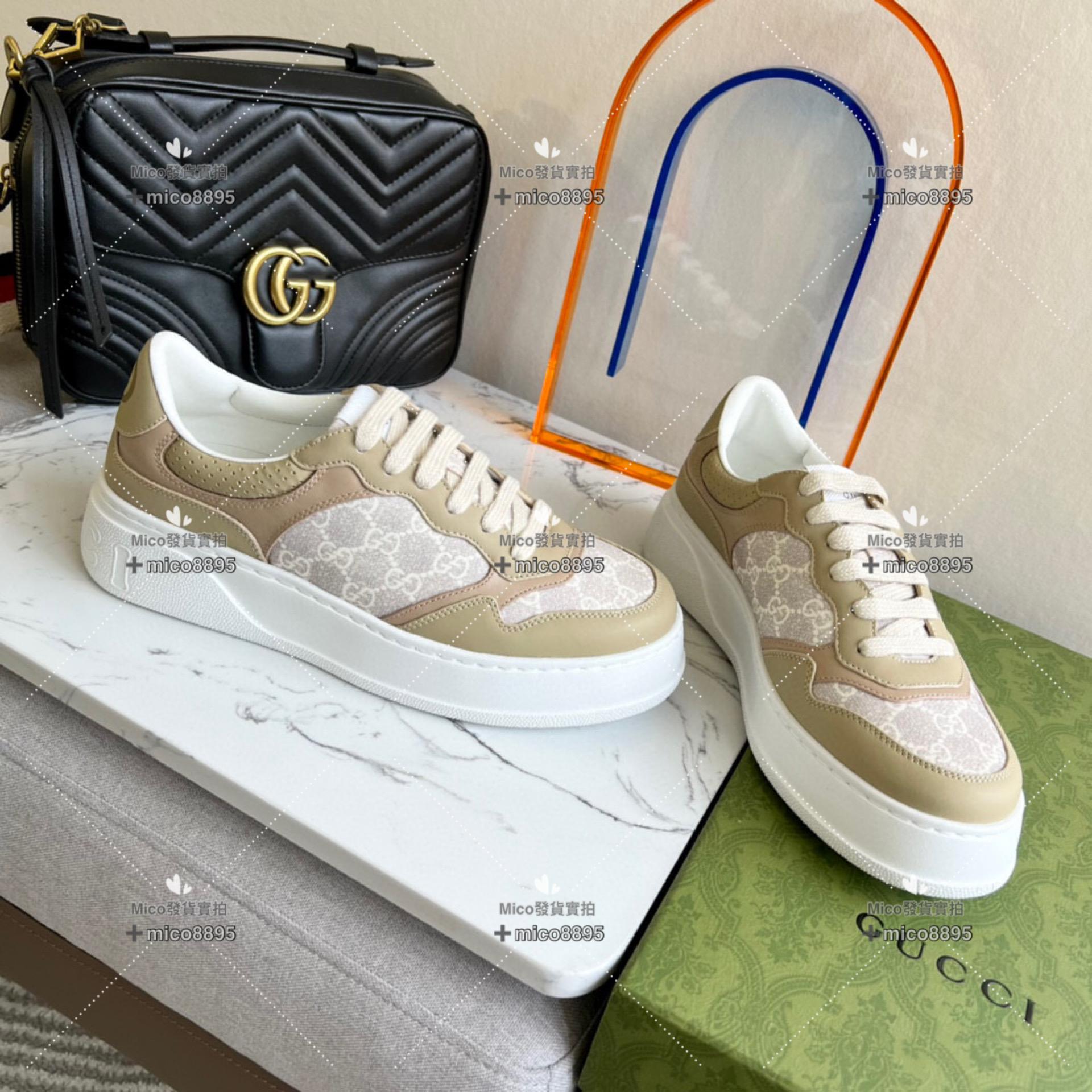 Gucci 卡其色 復古厚底休閒鞋 底厚5cm 35-39