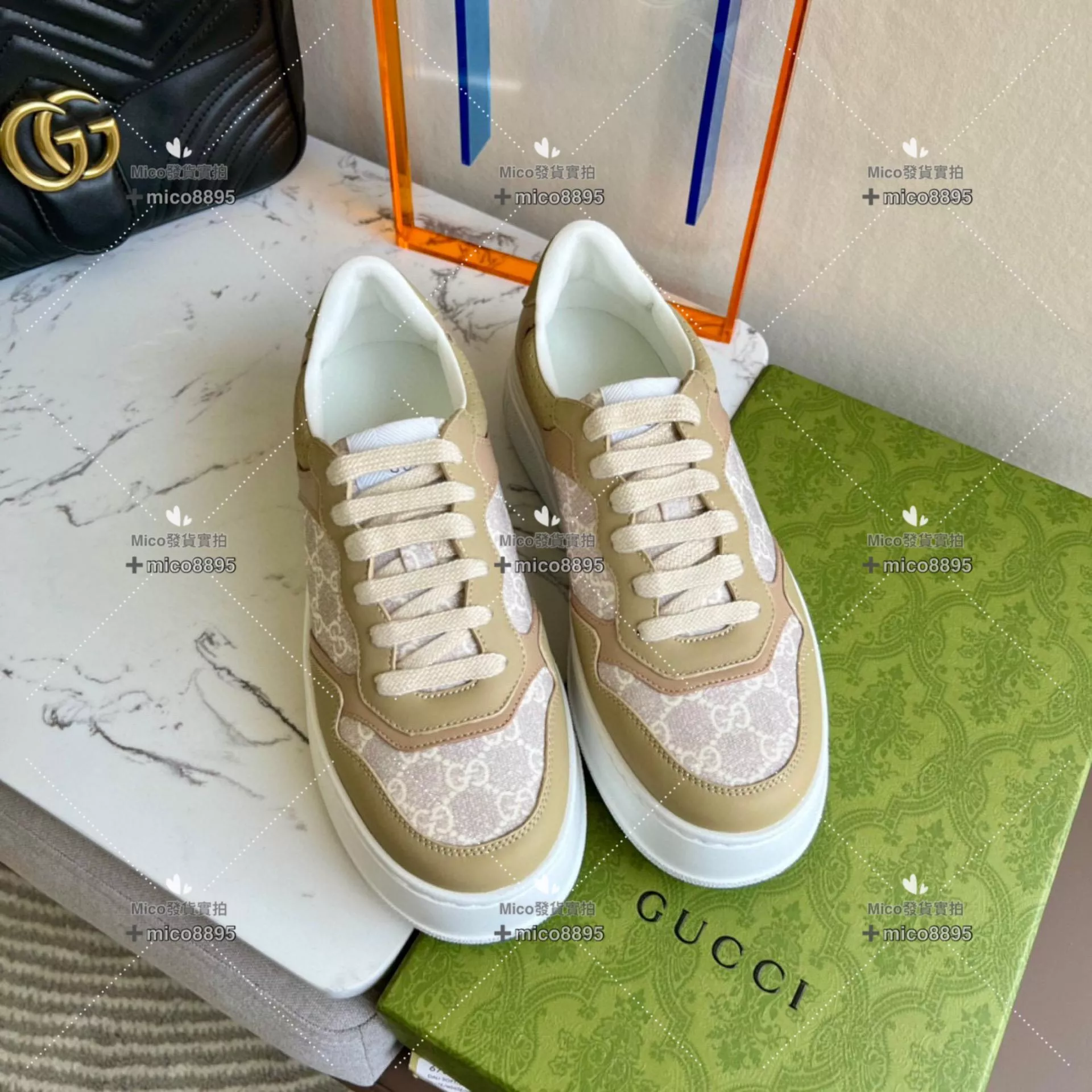 Gucci 卡其色 復古厚底休閒鞋 底厚5cm 35-39