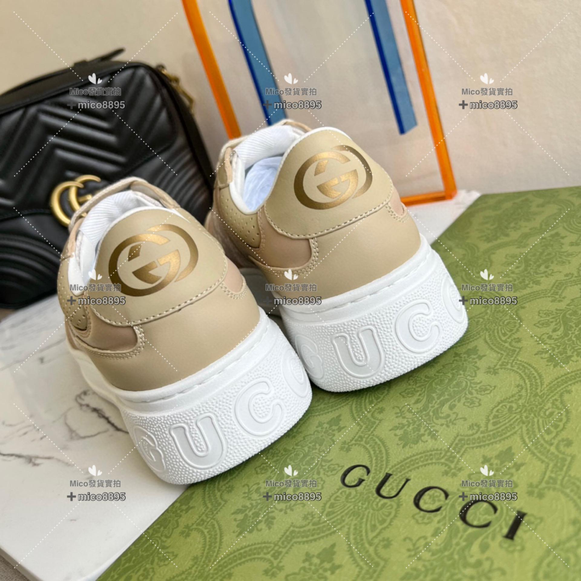 Gucci 卡其色 復古厚底休閒鞋 底厚5cm 35-39