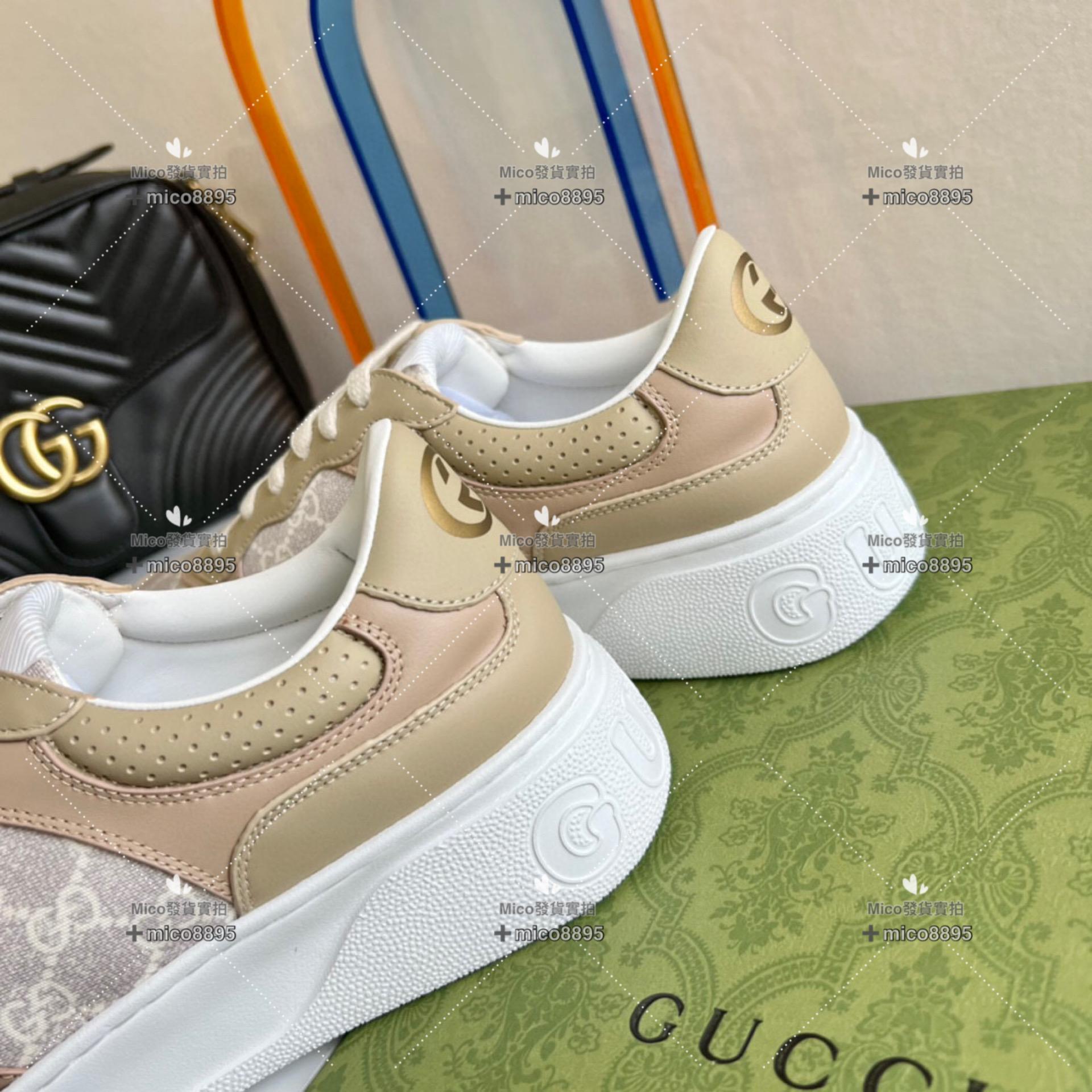 Gucci 卡其色 復古厚底休閒鞋 底厚5cm 35-39