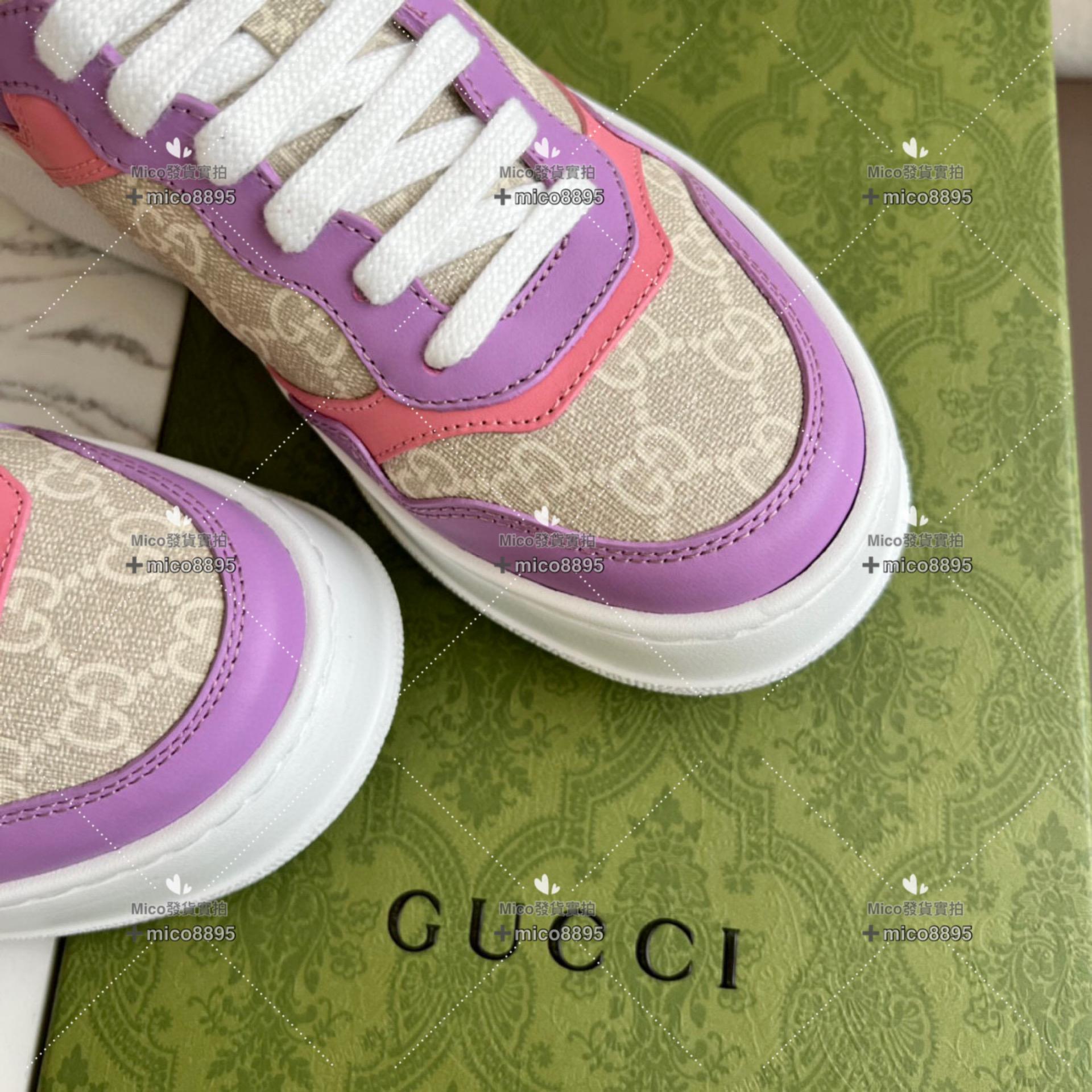 Gucci 紫色拼色 復古厚底休閒鞋 底厚5cm 35-39