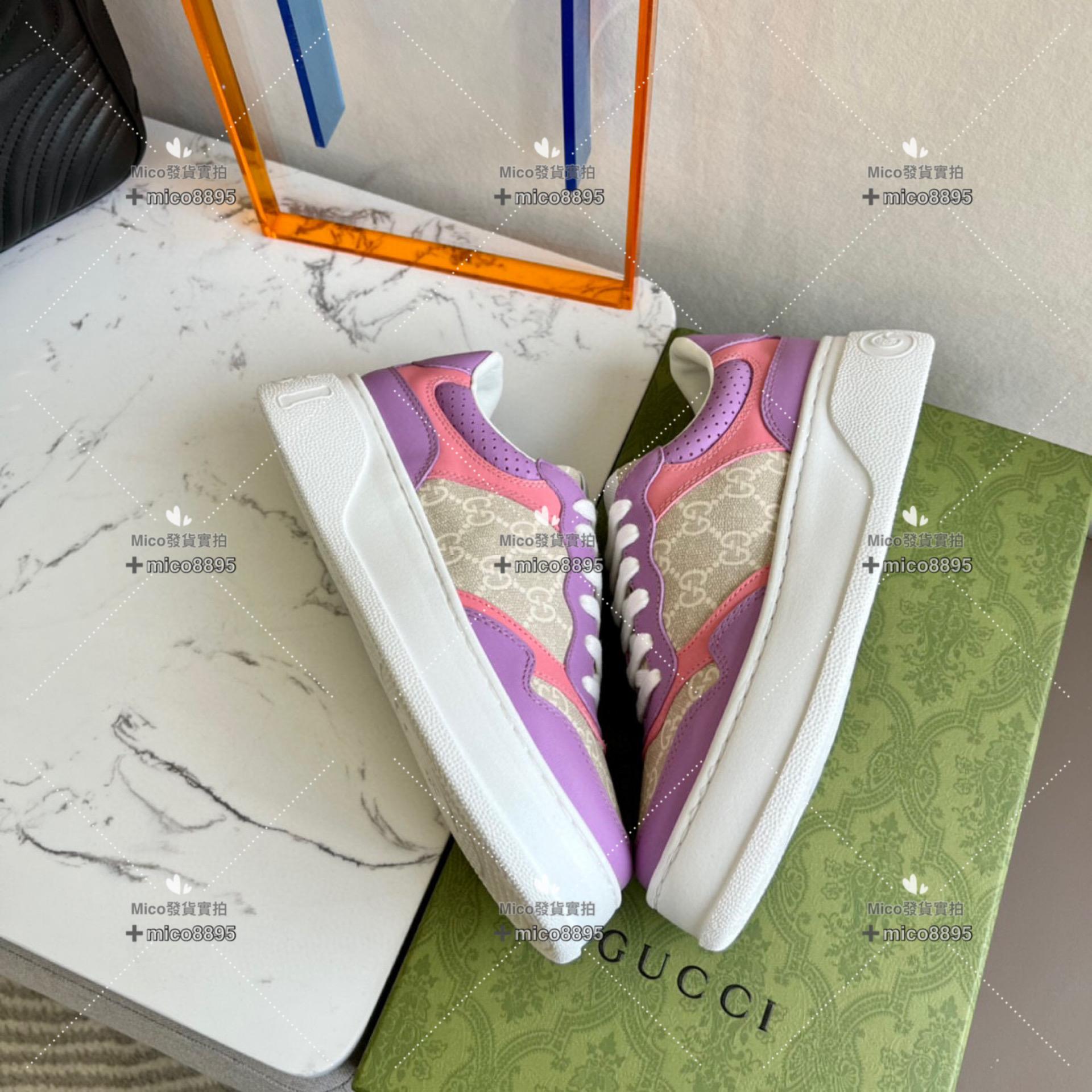 Gucci 紫色拼色 復古厚底休閒鞋 底厚5cm 35-39