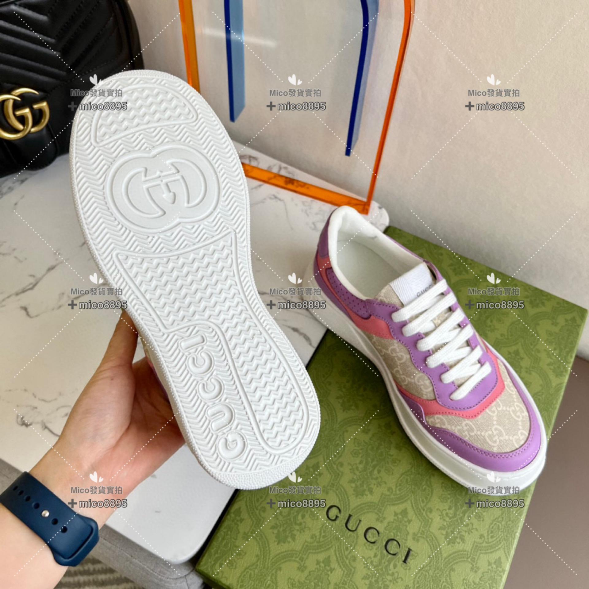 Gucci 紫色拼色 復古厚底休閒鞋 底厚5cm 35-39