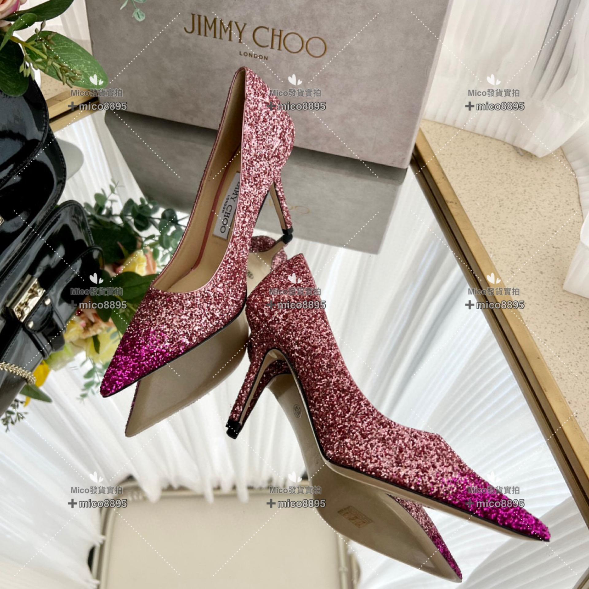 Jimmy Choo 漸層玫紅亮片經典款高跟鞋 婚鞋 35-40