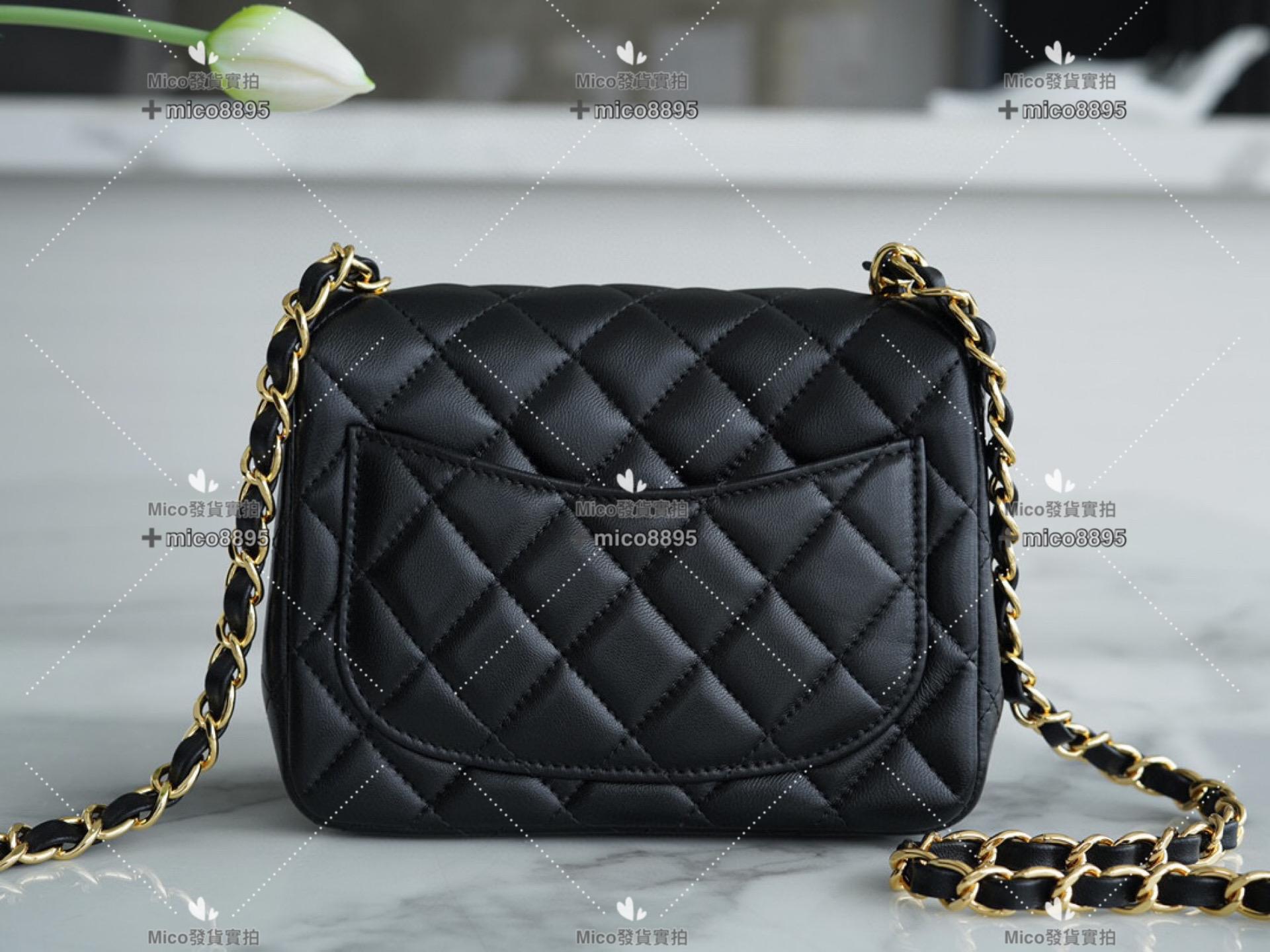 Chanel 𝗖𝗹𝗮𝘀𝘀𝗶𝗰 𝗙𝗹𝗮𝗽 |經典口蓋包 黑羊金 方胖子 18cm