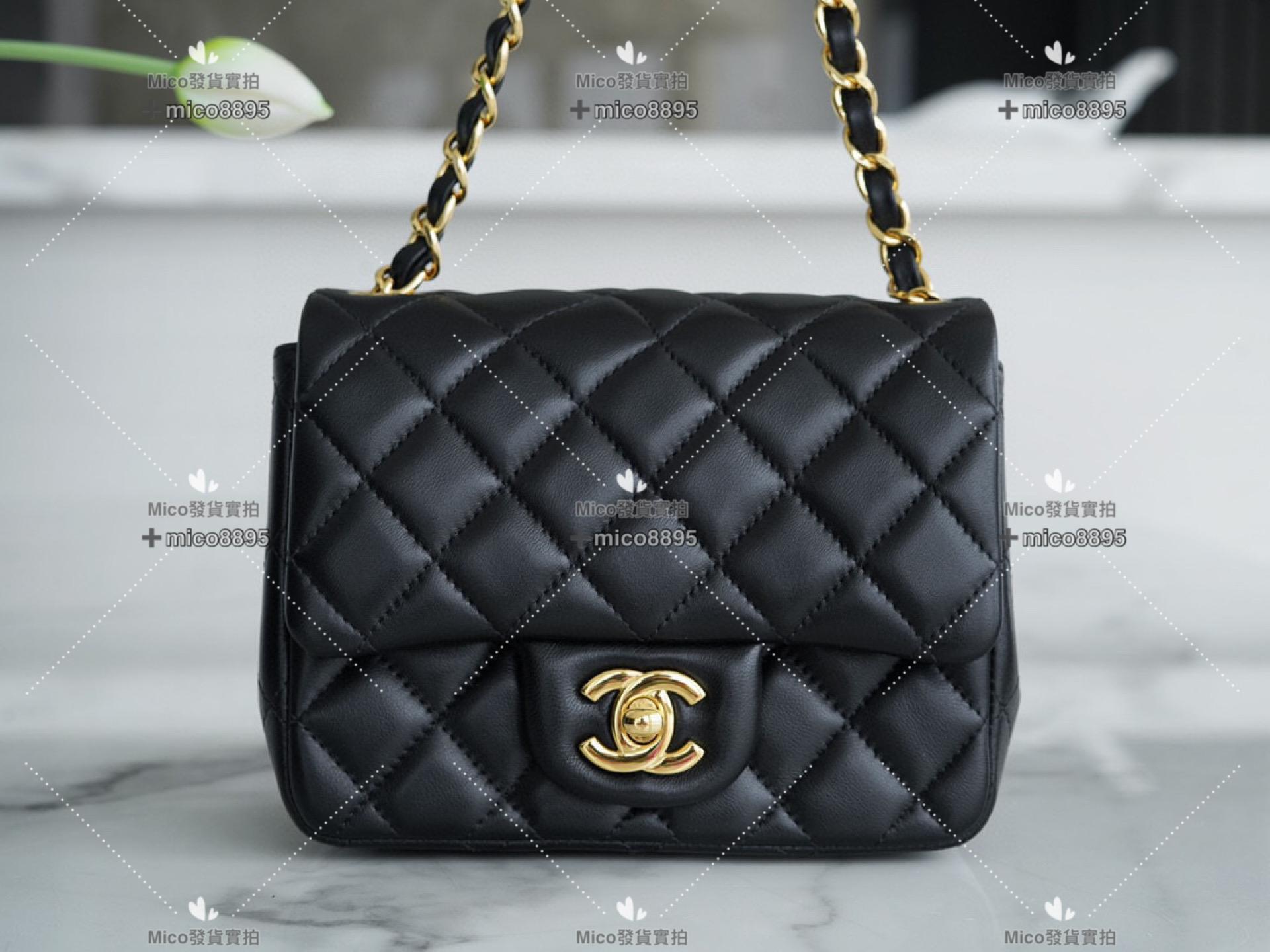 Chanel 𝗖𝗹𝗮𝘀𝘀𝗶𝗰 𝗙𝗹𝗮𝗽 |經典口蓋包 黑羊金 方胖子 18cm