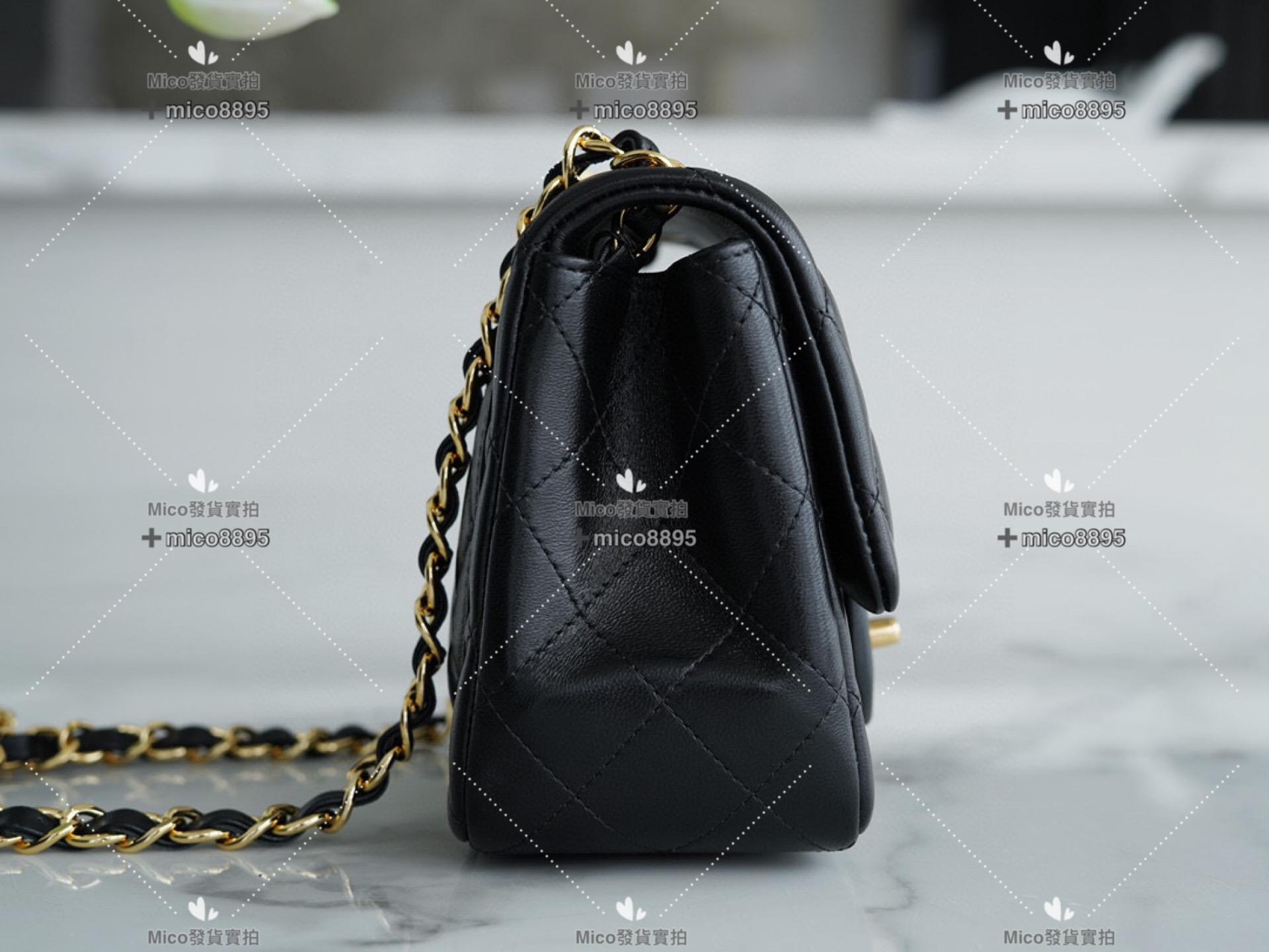 Chanel 𝗖𝗹𝗮𝘀𝘀𝗶𝗰 𝗙𝗹𝗮𝗽 |經典口蓋包 黑羊金 方胖子 18cm